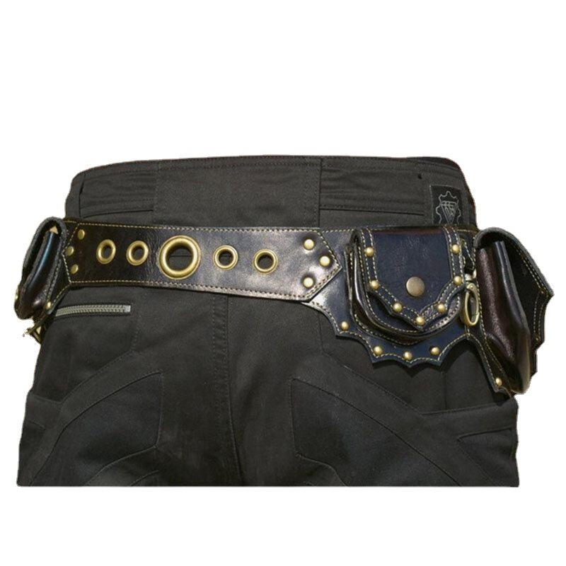 Women Punk Rivet Large Capacity Keychain Holder Waist Pack Sling Bag