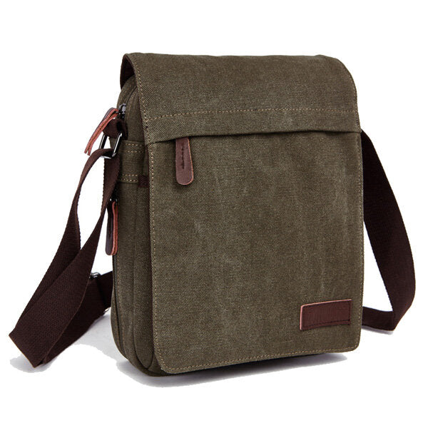 Men Women Canvas Leisure Multi Pocket Crossboby Bag Capacity Shoulder Bag