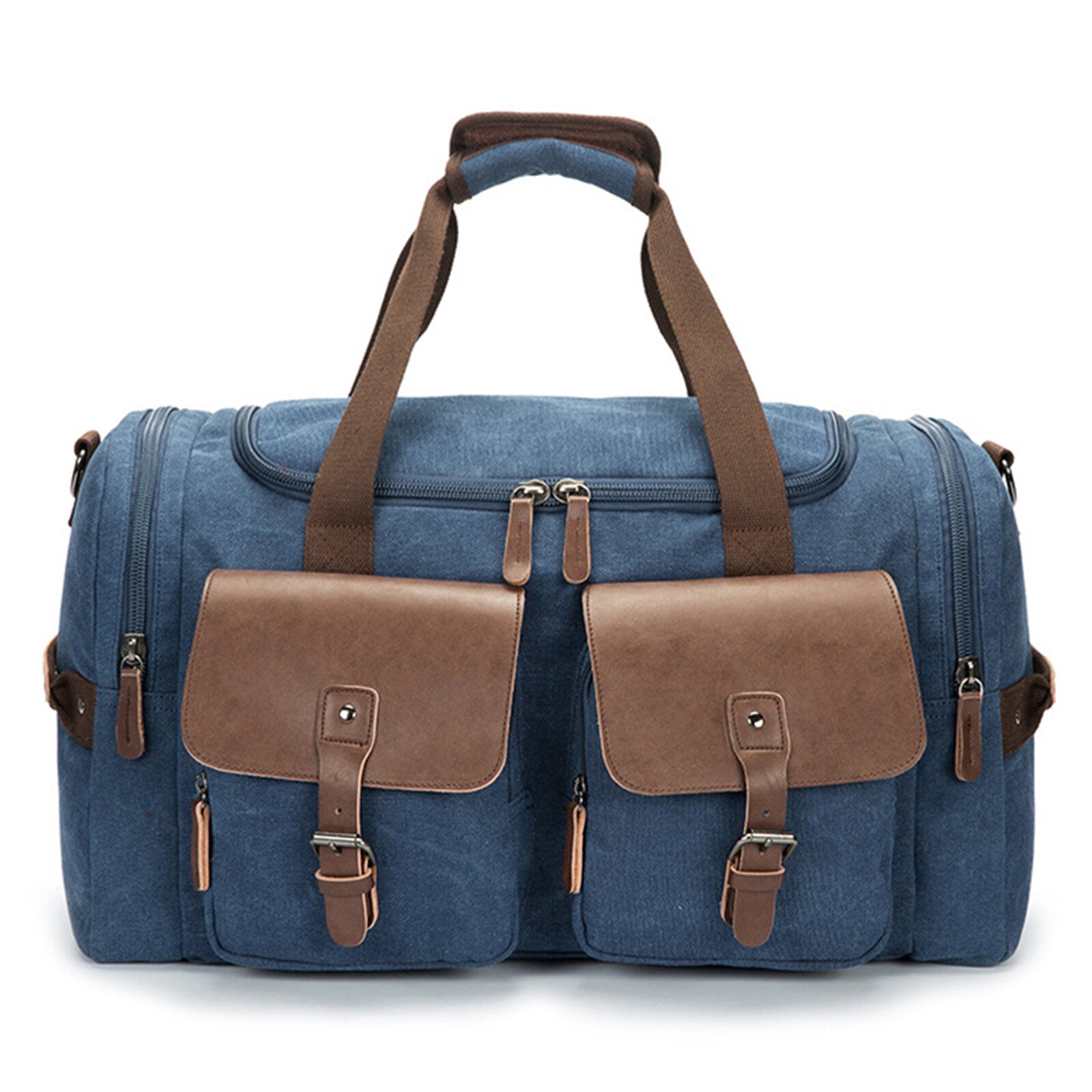 Men Canvas Outdoor Travel Large Capacity Multifunctional Multi-pocket Zipper Handbag Messenger Bag