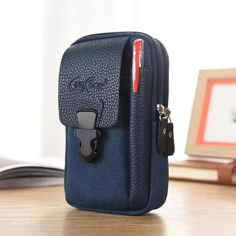 Men Canvas Multi-pocket Outdoor Sports 6.3 Inch Phone Bag Waist Sling