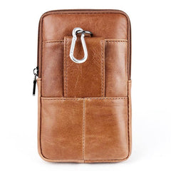 Croc Embossed Leather Phone Pouch Belt Bag for Men - 6in Hip Bum Bag