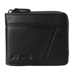 Men Genuine Leather Multifunction Anti-theft Swipe Card Coin Purse RFID Blocking Bifold Zipper Hasp Wallets Multi-card Slot Holder