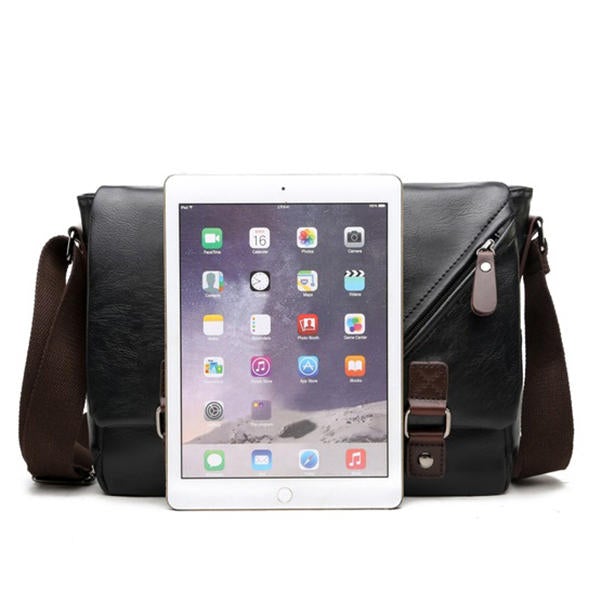 Men Black Messenger Bag PU Leather Business Shoulder Casual Laptop