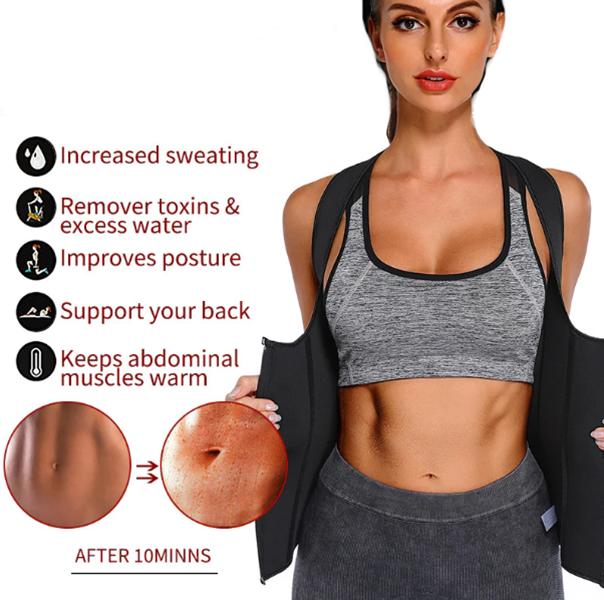 Zipper Double Belts Waist Corset Weight Loss Slimming Sweat Vest Workout Body Tank Top