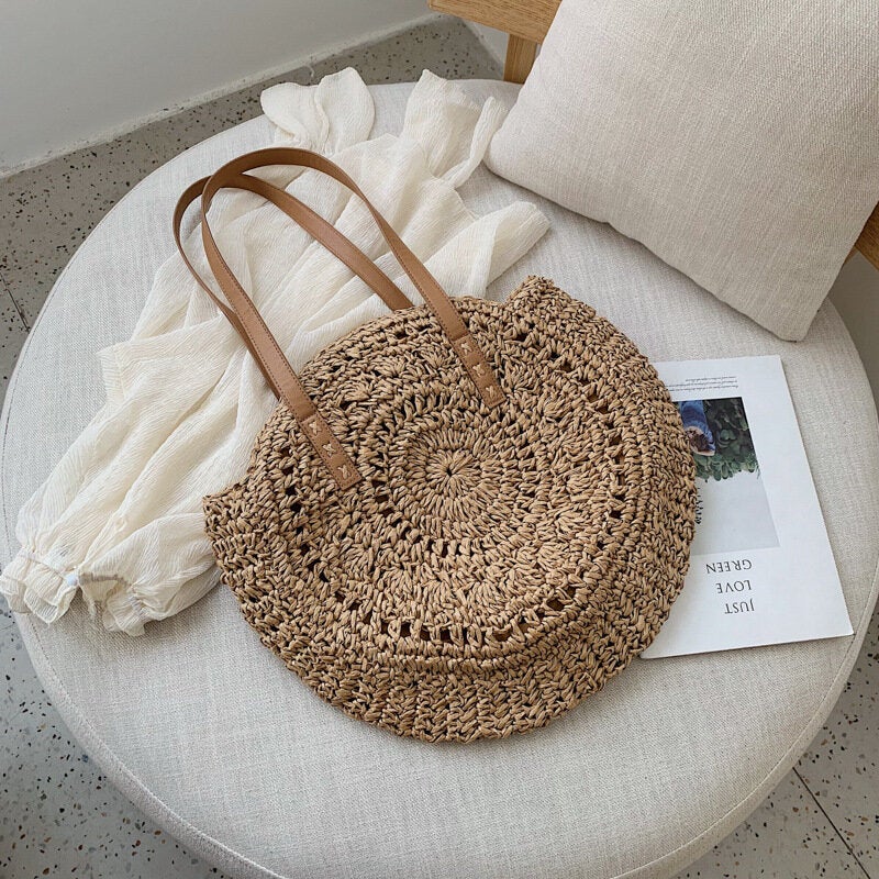 women summer beach large capacity straw woven handbag tote bag