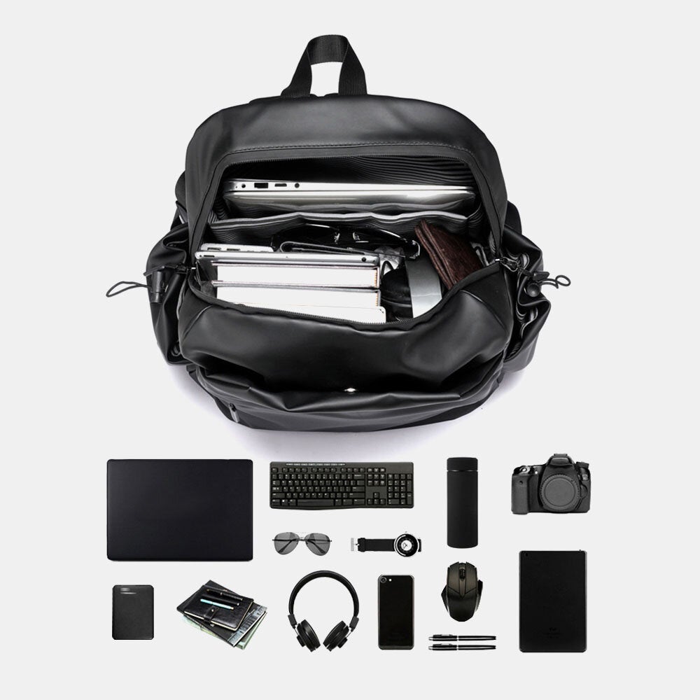 Men Oxford Large Capacity Back Tie Rod Strap Design Backpack Casual Multifunction Travel Bag School