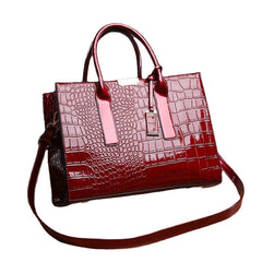 Women Fashion Crocodile Pattern Vintage Tote Large Capacity Big Shoulder Bag Handbag