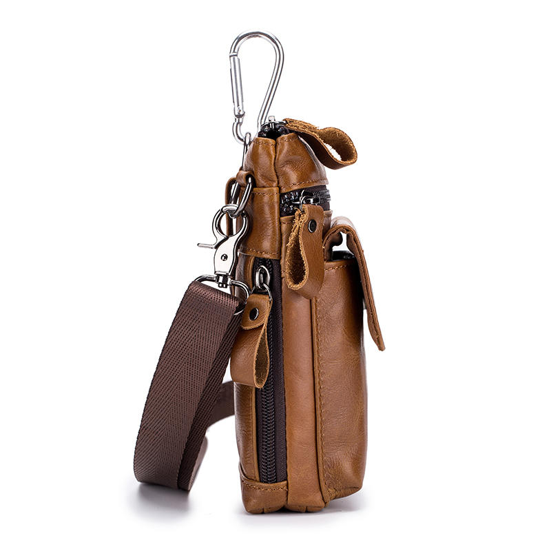 Men Genuine Leather Multi-carry Crossbody Bag Cowhide Waist Bag