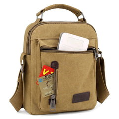 Men Canvas Casual Solid Color Crossbody Bag Large Capacity Multi-compartment Shoulder Crossbody Bag