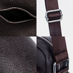 Men's Waterproof Genuine Leather Crossbody Bag with Multi-Layer Storage