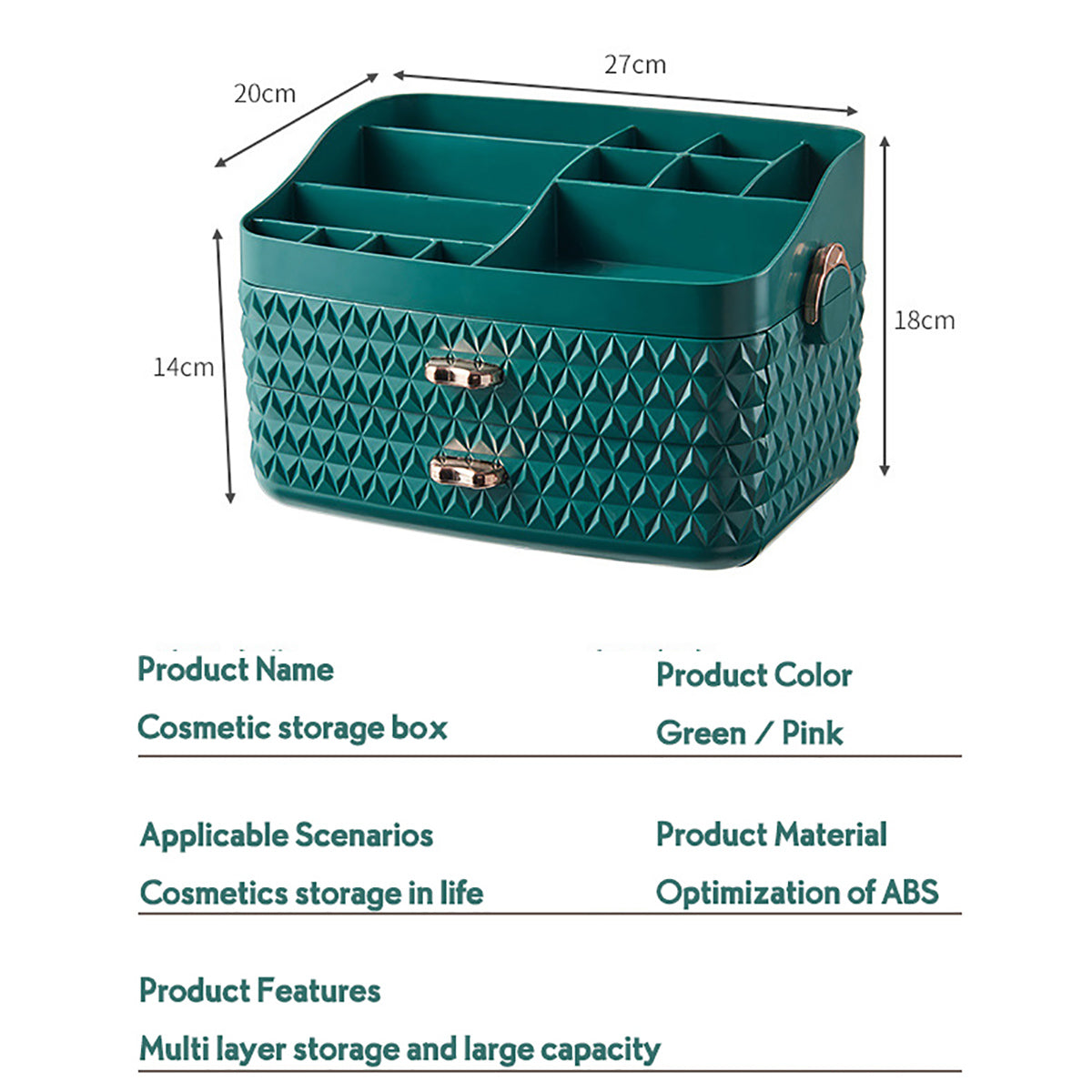 Dustproof Cosmetic Storage Box with Drawer Large Capacity Desktop Furnishings Organizer Home Desk Sundries Storage