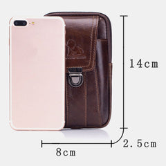 Men Genuine Leather Large Capacity Waterproof Vintage 4.7 Inch Phone Bag Waist