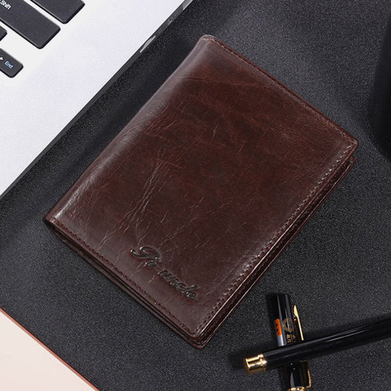 Men Genuine Leather RFID Anti theft 15 Card Slots Bifold Wallet Purse