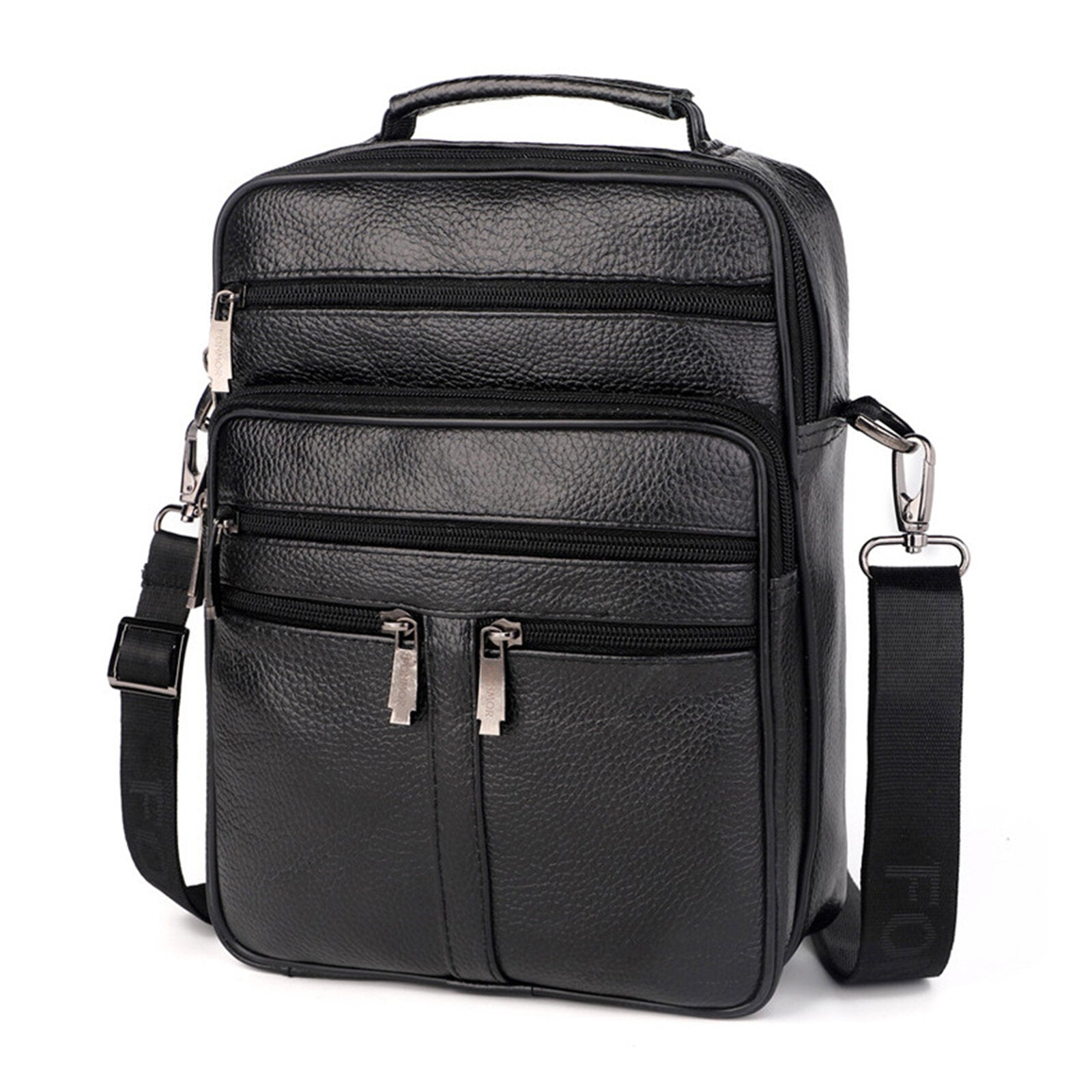 Men Genuine Leather Multifunctional Crossbody Bag Business Casual Multi-pocket Zipper Shoulder Crossbody Bag