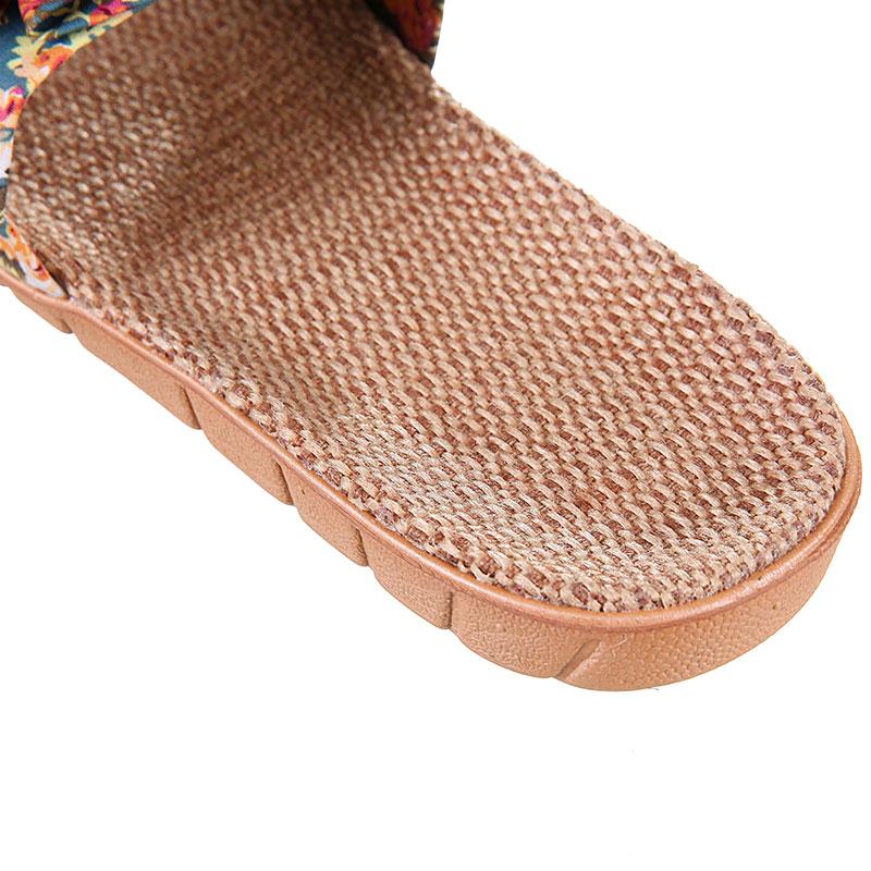 Hot Marketing Summer Bathroom Slipper Indoor Home Women Shoes Hemp Sandals Flower Decoration Shoe Girl - Sheseelady