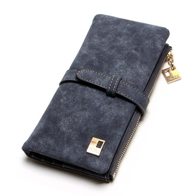 Long Design Pu Leather Drawstring Two Fold Wallet - Sheseelady