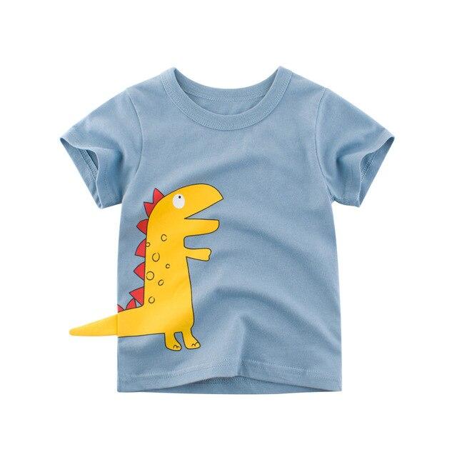 Boys & Girls Cartoon T-Shirts Kids Dinosaur Print T Shirt For Boys Children Summer Short Sleeve T-Shirt Cotton Tops Clothing - Sheseelady