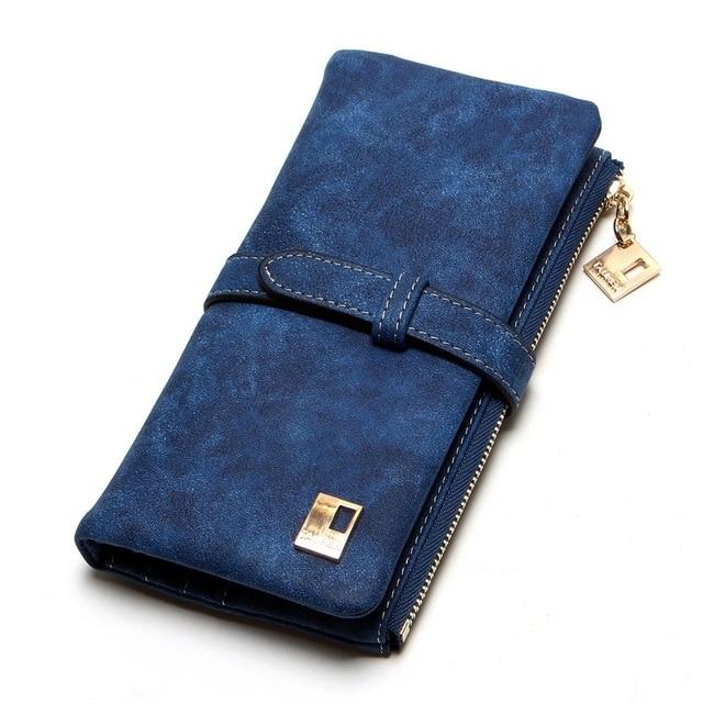 Long Design Pu Leather Drawstring Two Fold Wallet - Sheseelady