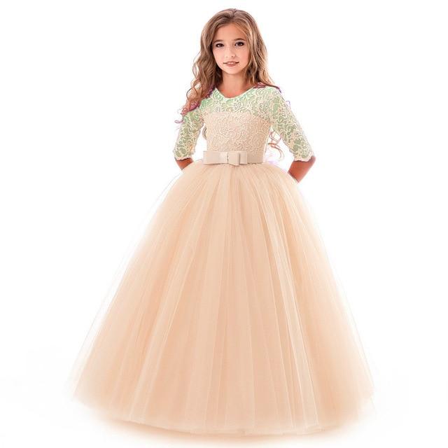 Girls' Long Evening Party Wedding Dress