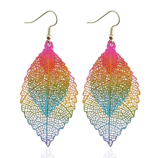 Vintage Leaves Drop Earrings Luxury Boho Bohemian Leaf Dangle Earrings Hollow Out