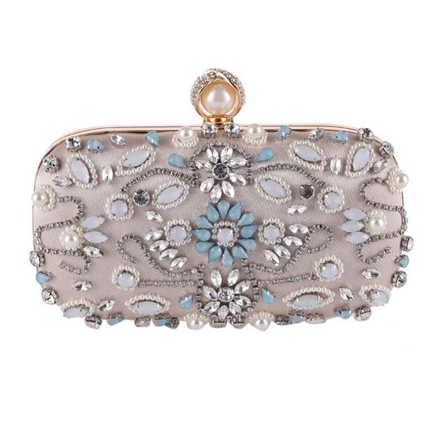 Pu Diamond Rhinestone Pearls Beaded Luxury Bag