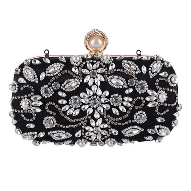 Pu Diamond Rhinestone Pearls Beaded Luxury Bag