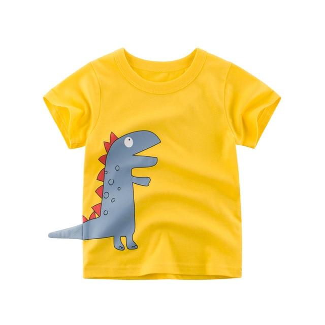 Boys & Girls Cartoon T-Shirts Kids Dinosaur Print T Shirt For Boys Children Summer Short Sleeve T-Shirt Cotton Tops Clothing - Sheseelady