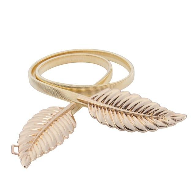 Women Metal Vintage Waist Belt Leaf Design Chain