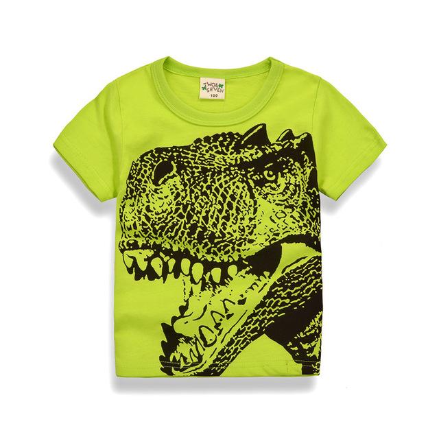 Boys & Girls Cartoon T-Shirts Kids Dinosaur Print T Shirt For Boys Children Summer Short Sleeve T-Shirt Cotton Tops Clothing - Sheseelady