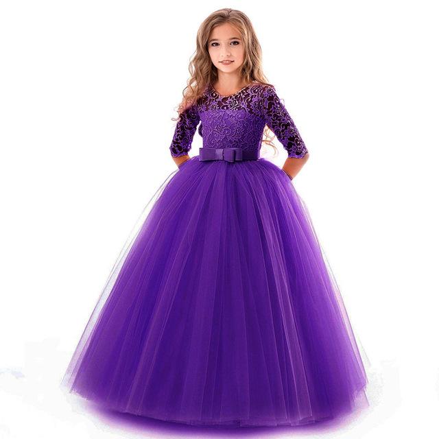 Girls' Long Evening Party Wedding Dress