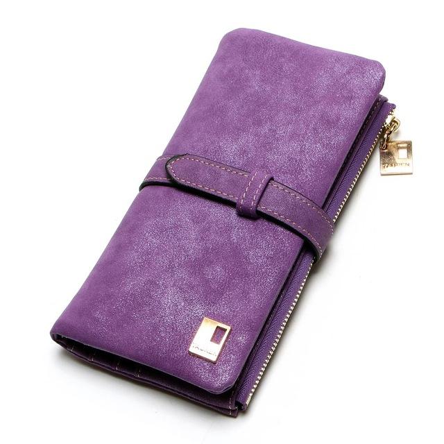 Long Design Pu Leather Drawstring Two Fold Wallet - Sheseelady