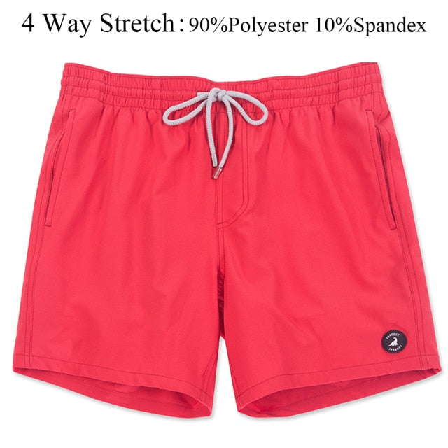 Men's Swimming Shorts with Pockets and Mesh Lining Quick Dry Solid Beach Board