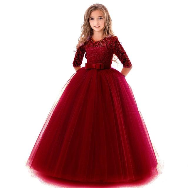 Girls' Long Evening Party Wedding Dress