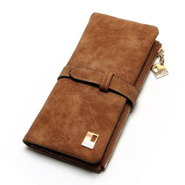 Long Design Pu Leather Drawstring Two Fold Wallet - Sheseelady