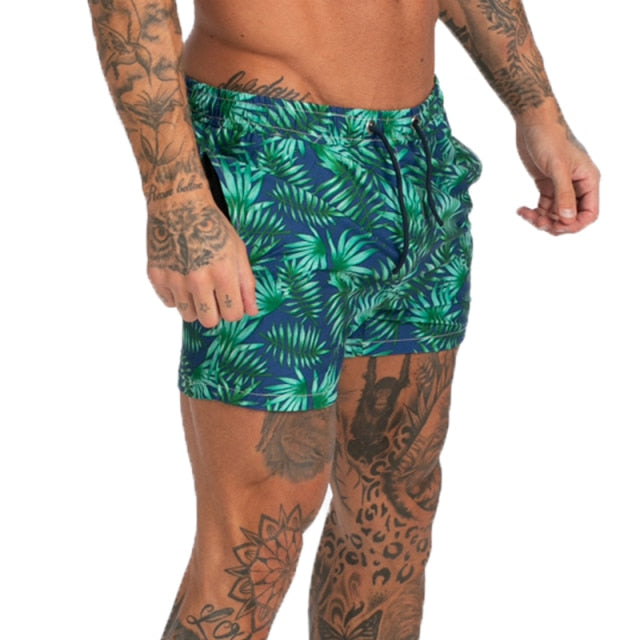 Mens Swimming Trunks Mesh Lining Elastic Drawstring Beach Shorts Fast Dry