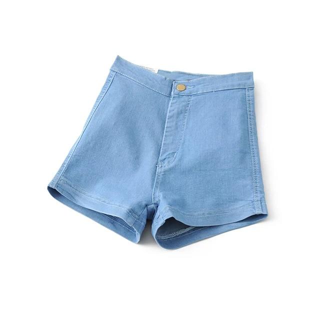 Women Vintage Apparel Slim Bottom Tight-Fitting High Waist Shorts Sexy Denim Shorts