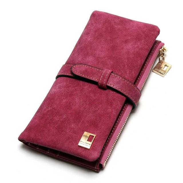 Long Design Pu Leather Drawstring Two Fold Wallet - Sheseelady